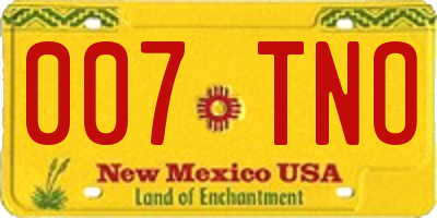 NM license plate 007TNO