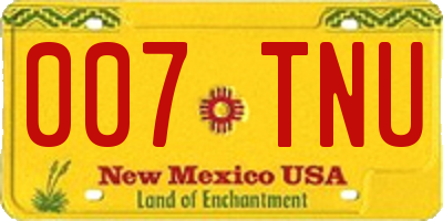 NM license plate 007TNU