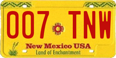 NM license plate 007TNW