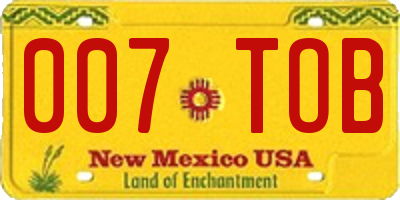 NM license plate 007TOB