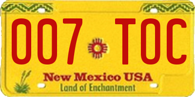 NM license plate 007TOC