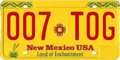 NM license plate 007TOG
