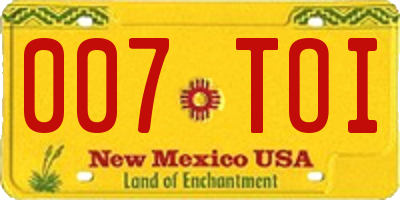 NM license plate 007TOI