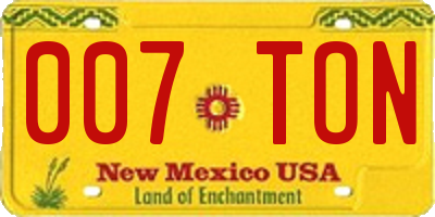 NM license plate 007TON