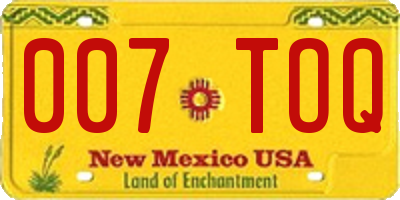 NM license plate 007TOQ