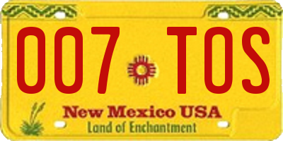 NM license plate 007TOS