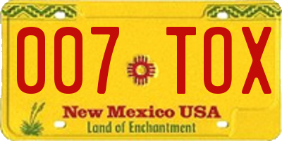 NM license plate 007TOX