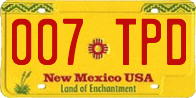 NM license plate 007TPD