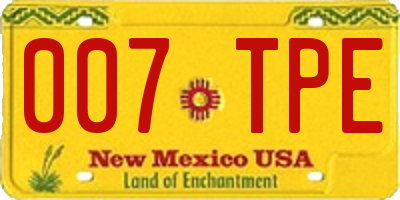 NM license plate 007TPE