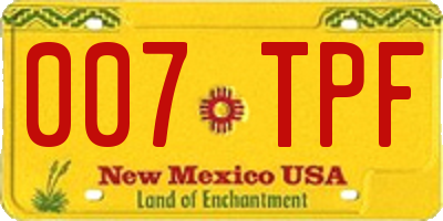 NM license plate 007TPF