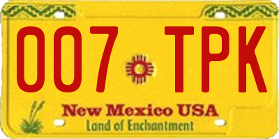 NM license plate 007TPK