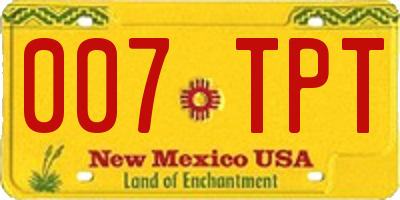 NM license plate 007TPT