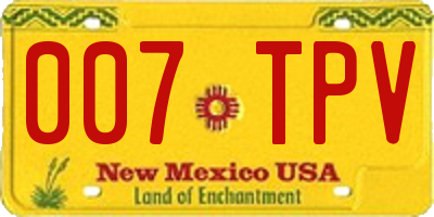 NM license plate 007TPV