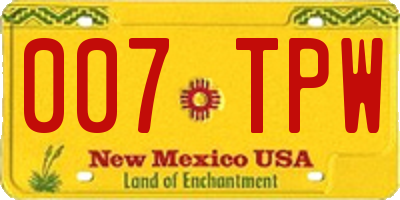 NM license plate 007TPW
