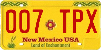 NM license plate 007TPX