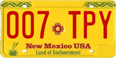 NM license plate 007TPY