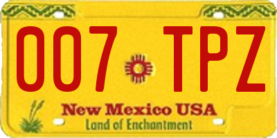 NM license plate 007TPZ