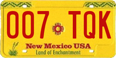 NM license plate 007TQK