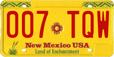 NM license plate 007TQW