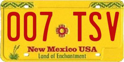 NM license plate 007TSV
