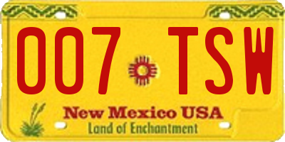 NM license plate 007TSW