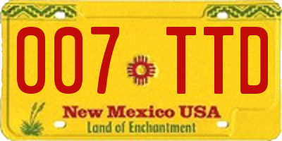 NM license plate 007TTD