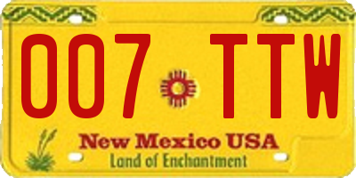 NM license plate 007TTW