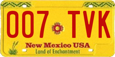 NM license plate 007TVK