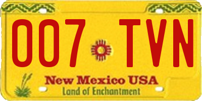 NM license plate 007TVN
