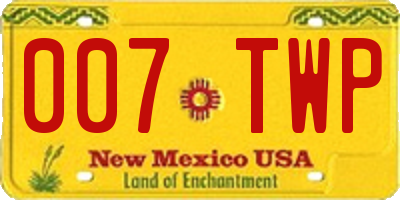 NM license plate 007TWP