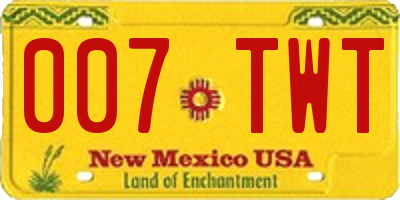 NM license plate 007TWT