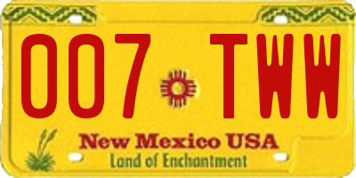NM license plate 007TWW