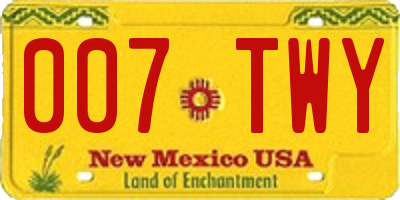 NM license plate 007TWY
