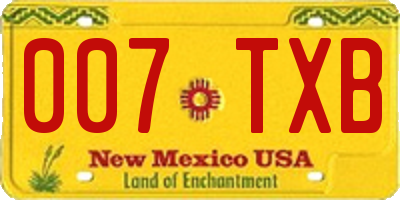 NM license plate 007TXB