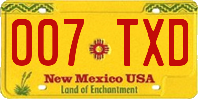 NM license plate 007TXD
