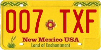 NM license plate 007TXF