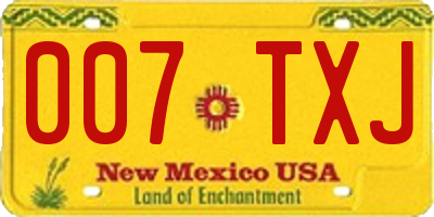 NM license plate 007TXJ