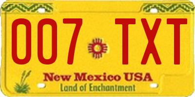 NM license plate 007TXT