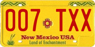 NM license plate 007TXX