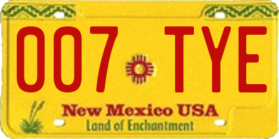 NM license plate 007TYE