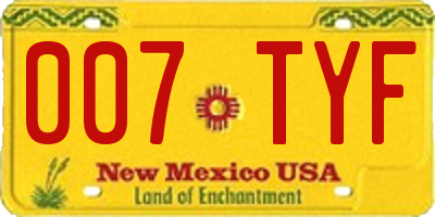 NM license plate 007TYF