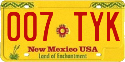 NM license plate 007TYK