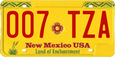 NM license plate 007TZA