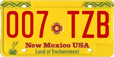 NM license plate 007TZB