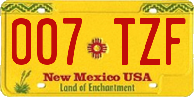 NM license plate 007TZF