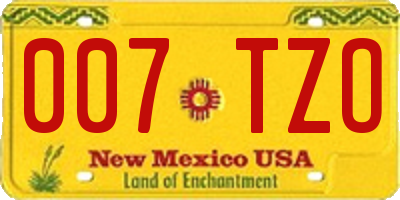 NM license plate 007TZO