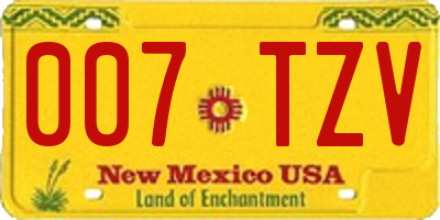 NM license plate 007TZV