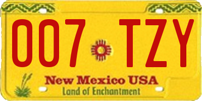 NM license plate 007TZY