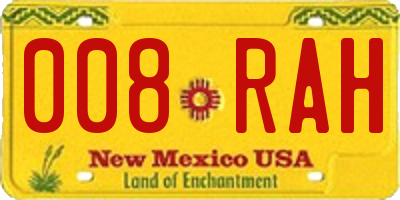 NM license plate 008RAH