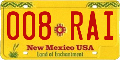 NM license plate 008RAI